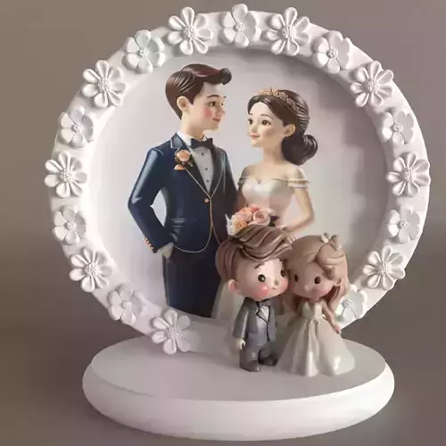 Romantic Wedding Frame 3D Model STL for Decoration