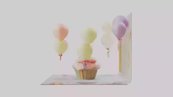 Cartoon Birthday Card model 3D model