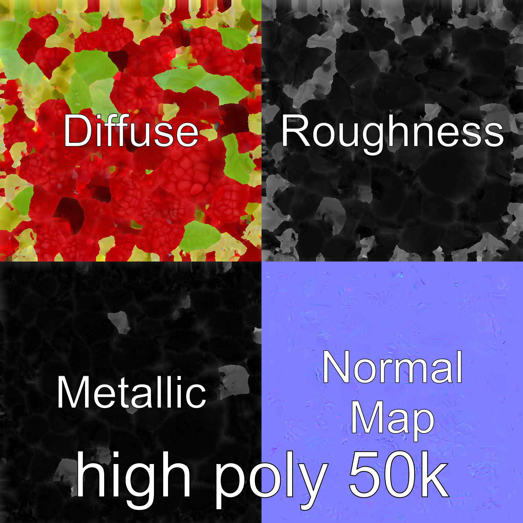 Raspberry Cluster with Texture model pack Low-poly 3D model_33