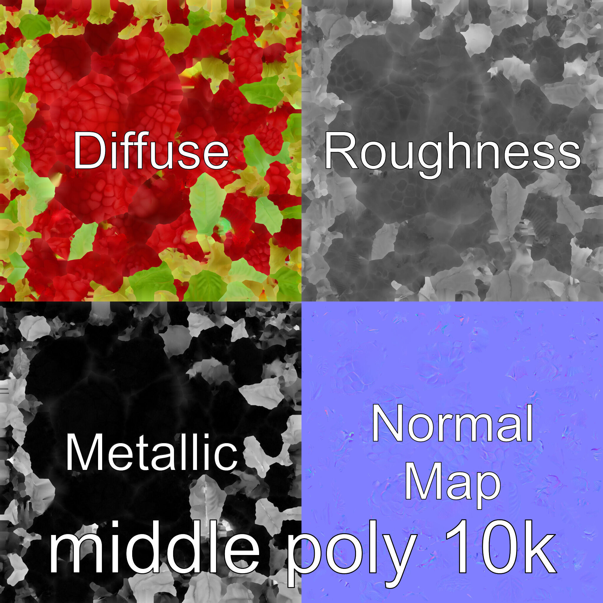 Raspberry Cluster with Texture model pack Low-poly 3D model_30