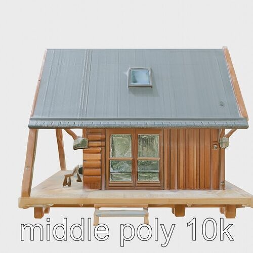 Stylized A-frame Cabin Futuristic Twist model pack Low-poly 3D model