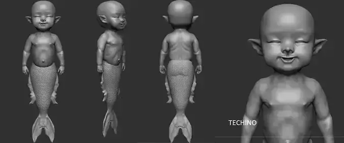 mermaid baby 3d print for silicone doll 3D print model
