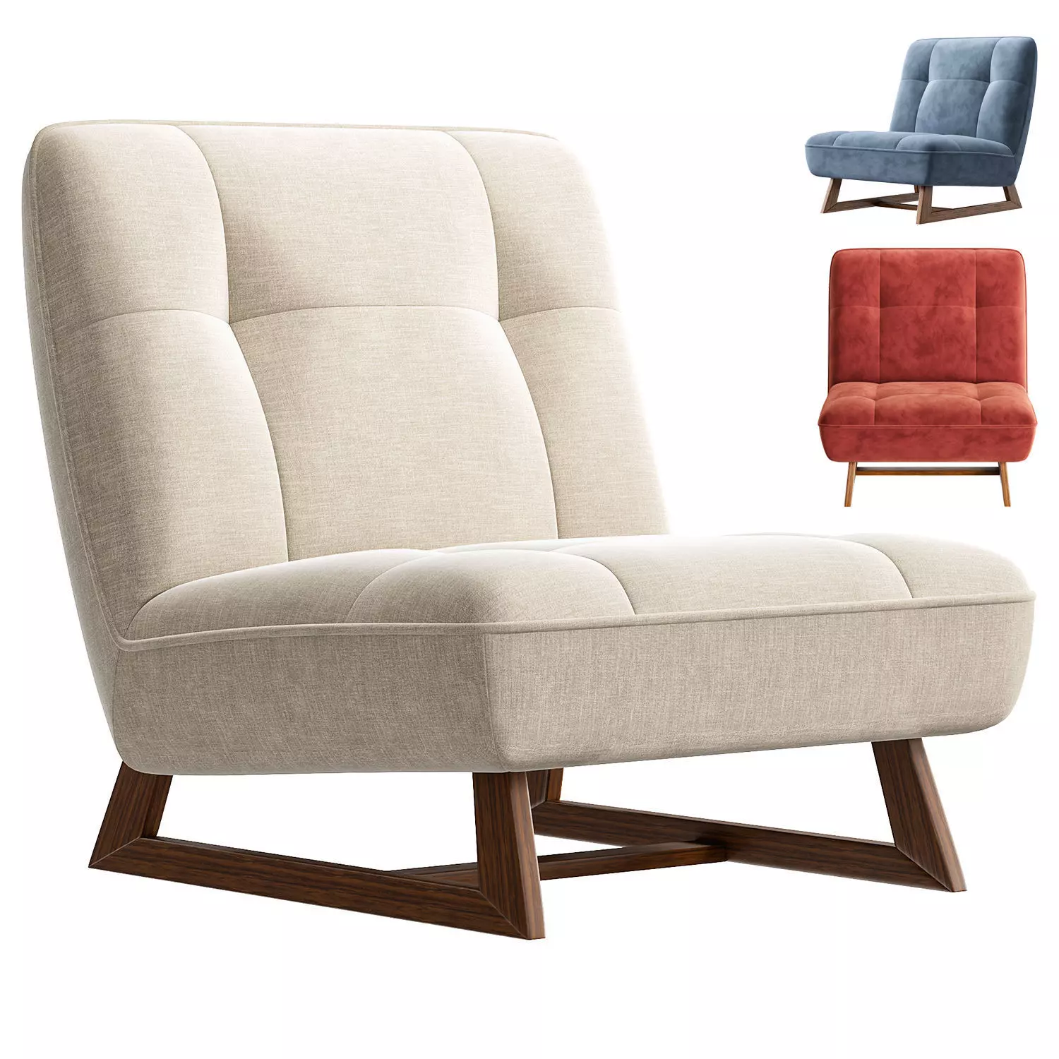 Ribs chair Velvet Beige 3D model