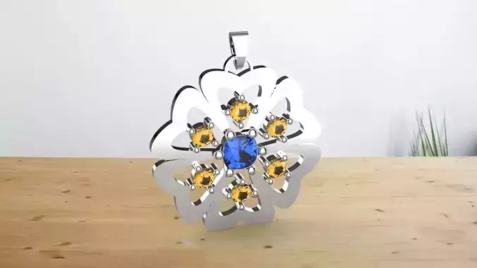 flowe and sapphire ring 3D print model