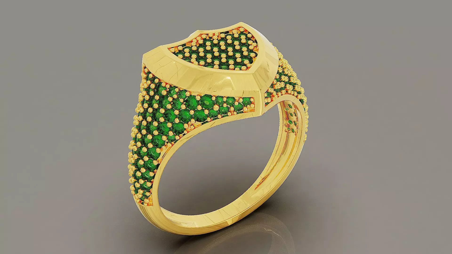 Pave set round shape diamond signet ring for men 3D print model