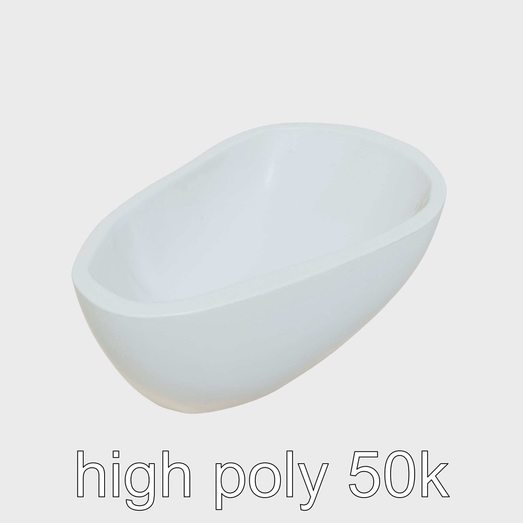 Stylized Oval Stone Bathtub model pack Low-poly 3D model_11