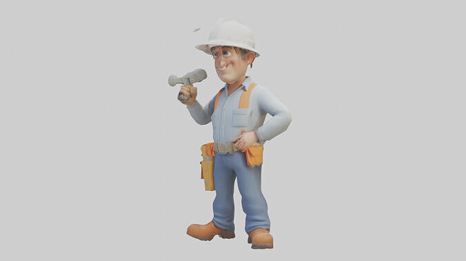 Cartoon Building Contractor model 3D model 2