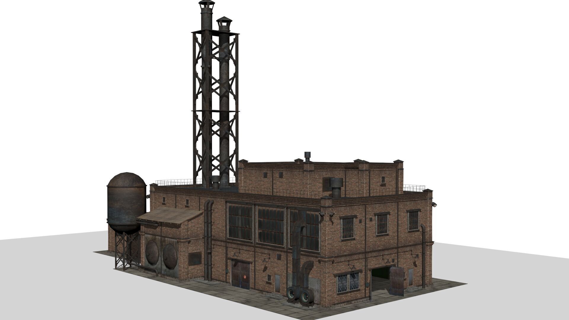 Old factory Low-poly 3D model_2