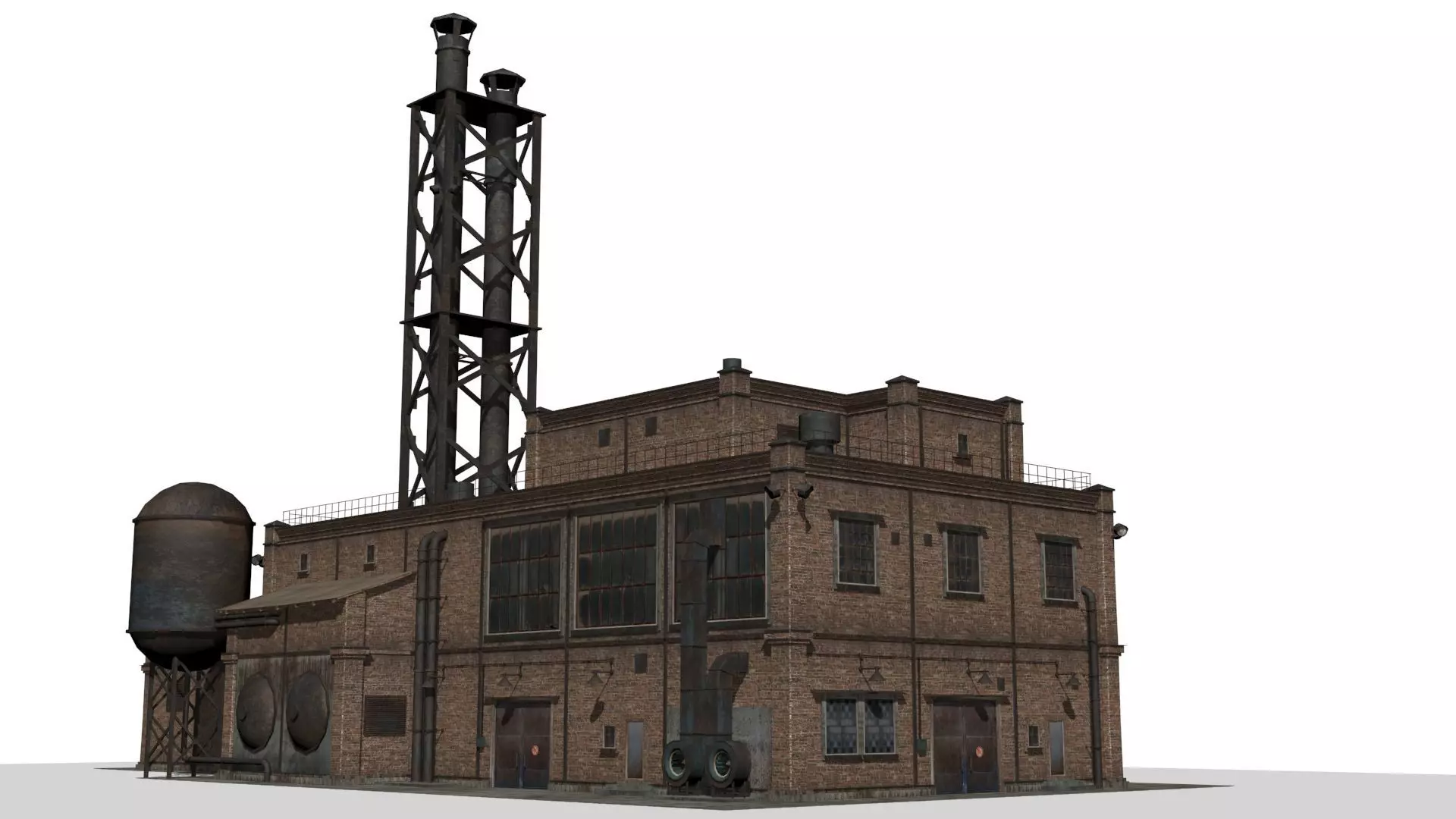 Old factory Low-poly 3D model_0