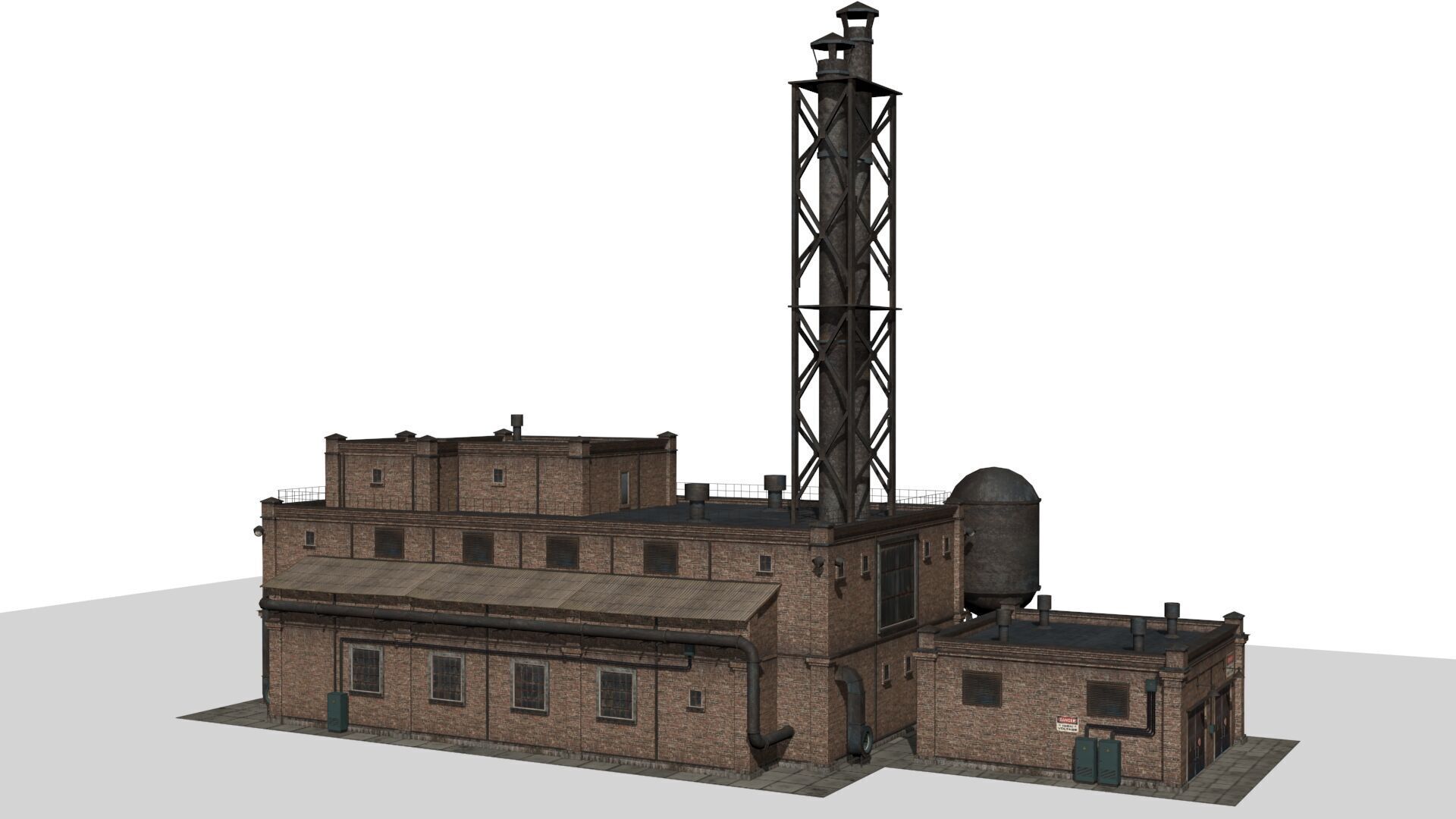 Old factory Low-poly 3D model_4