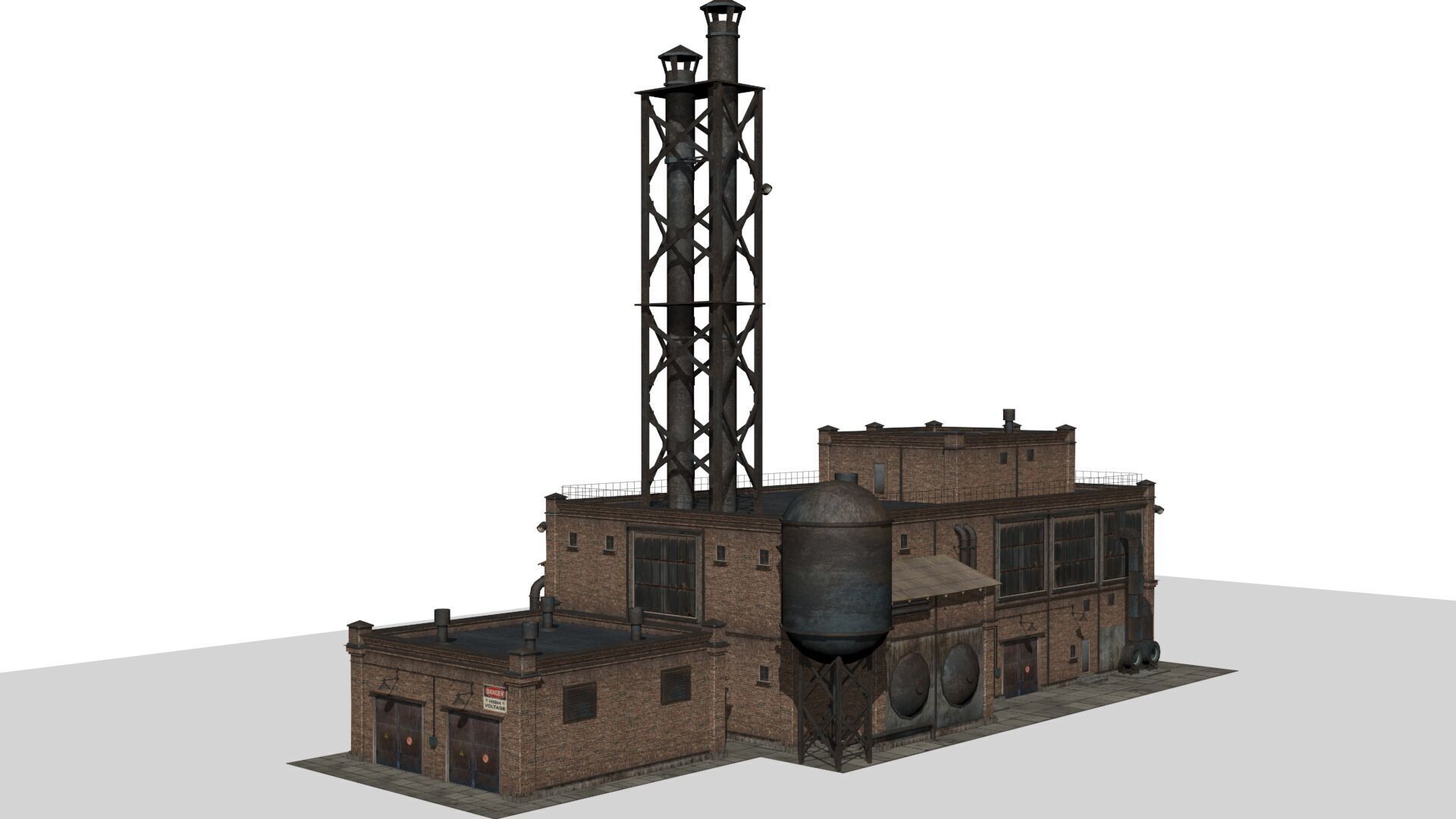 Old factory Low-poly 3D model_7