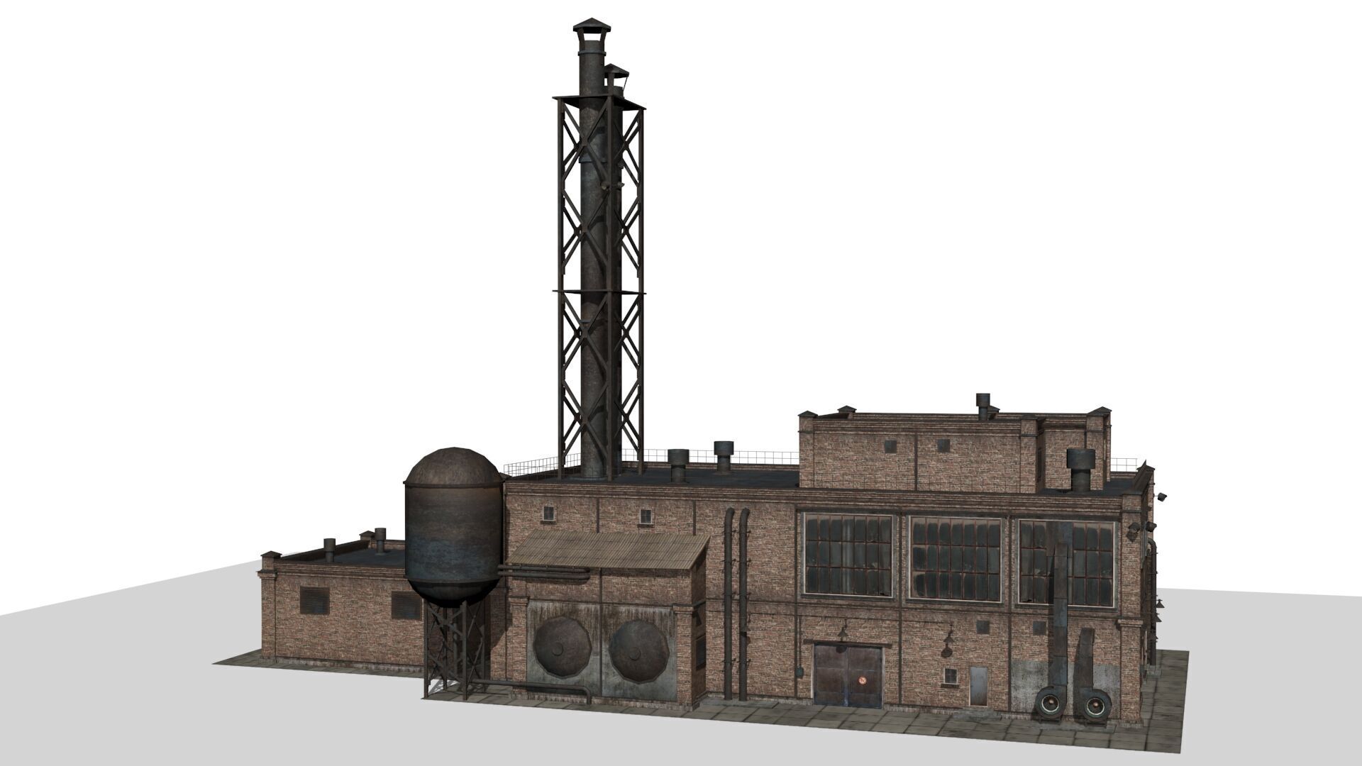 Old factory Low-poly 3D model_8