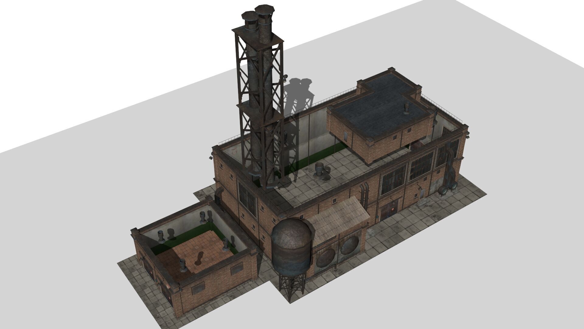 Old factory Low-poly 3D model_10