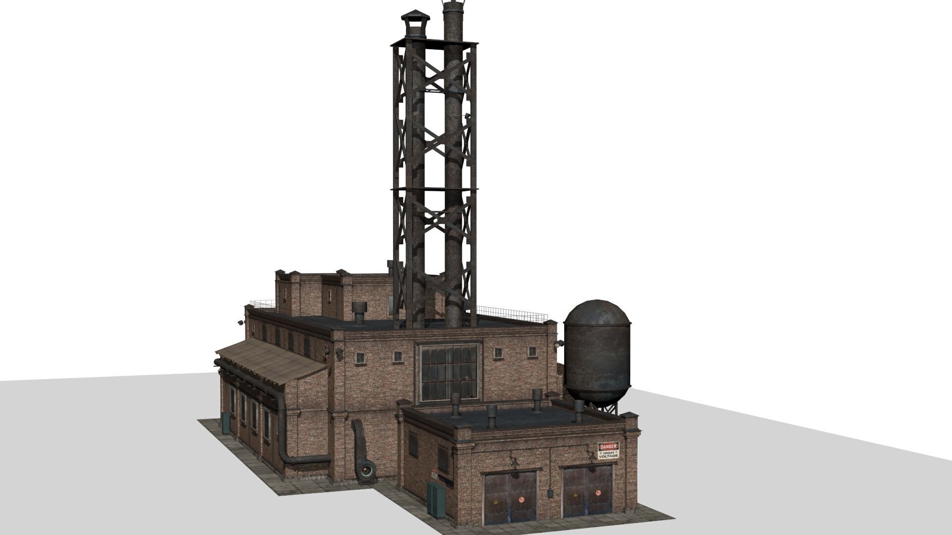 Old factory Low-poly 3D model_5