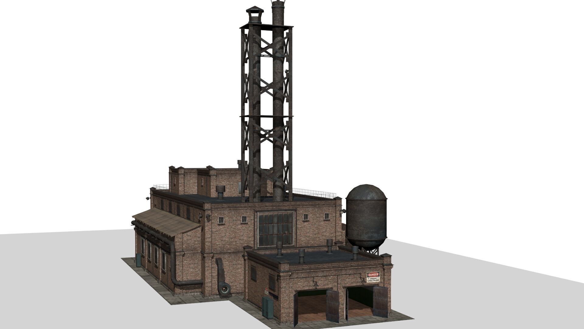Old factory Low-poly 3D model_6