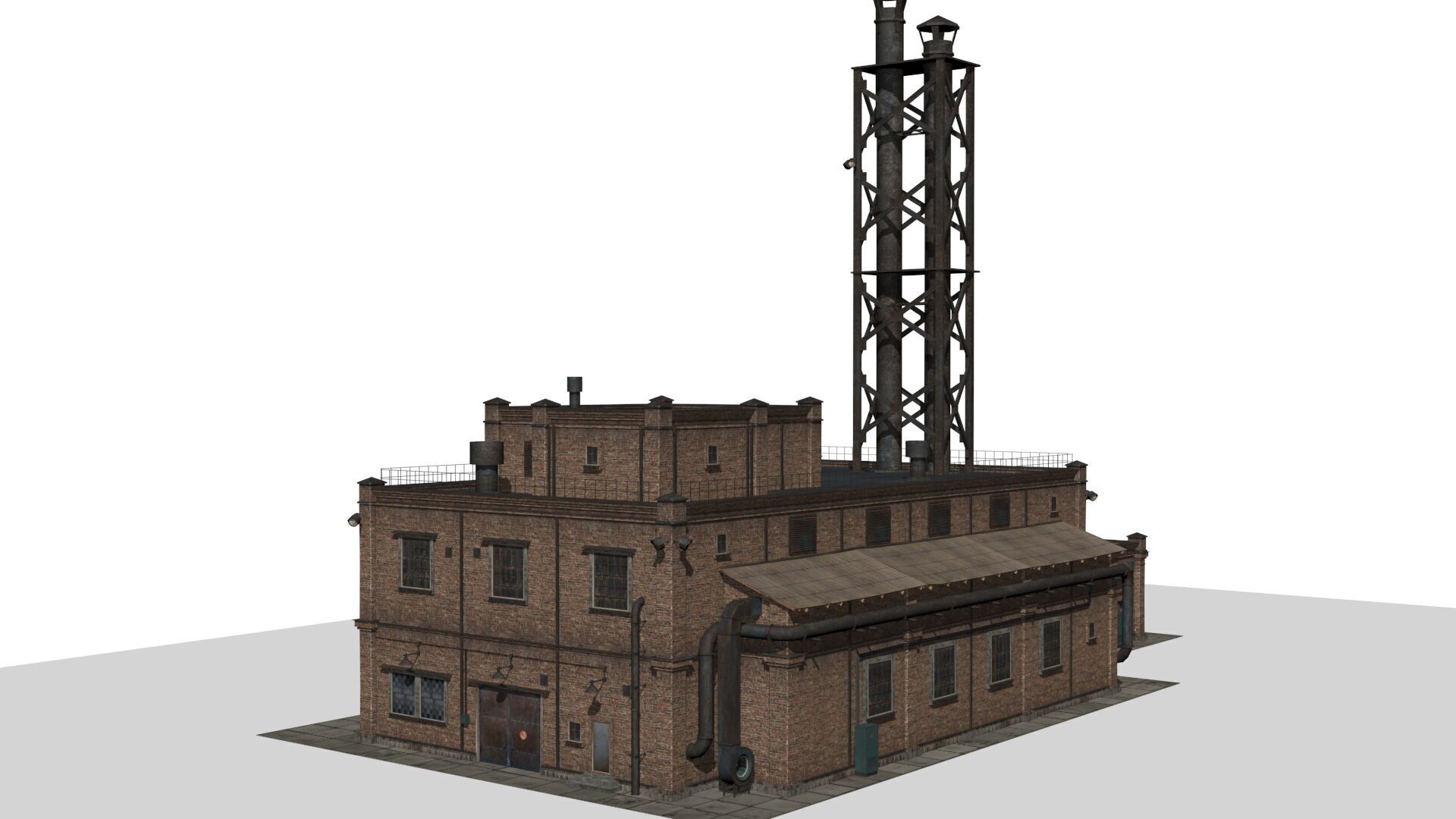 Old factory Low-poly 3D model_3