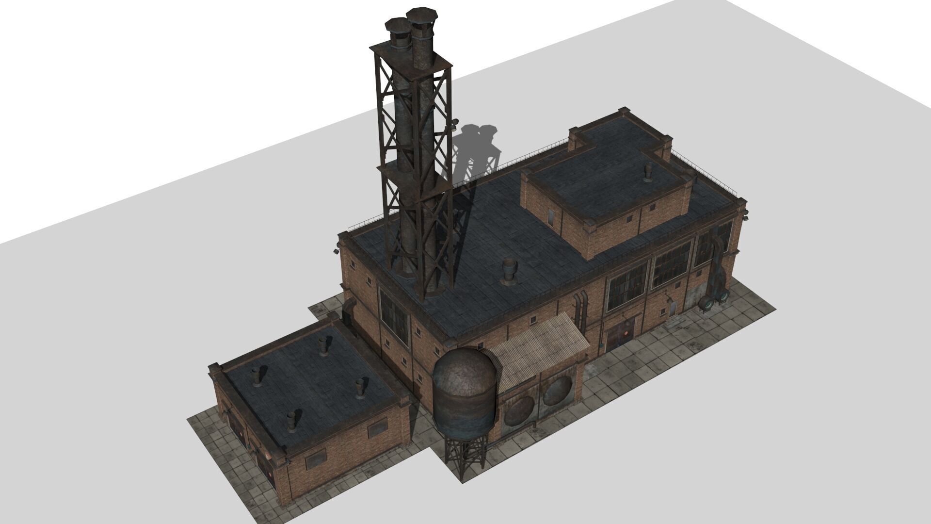 Old factory Low-poly 3D model_9