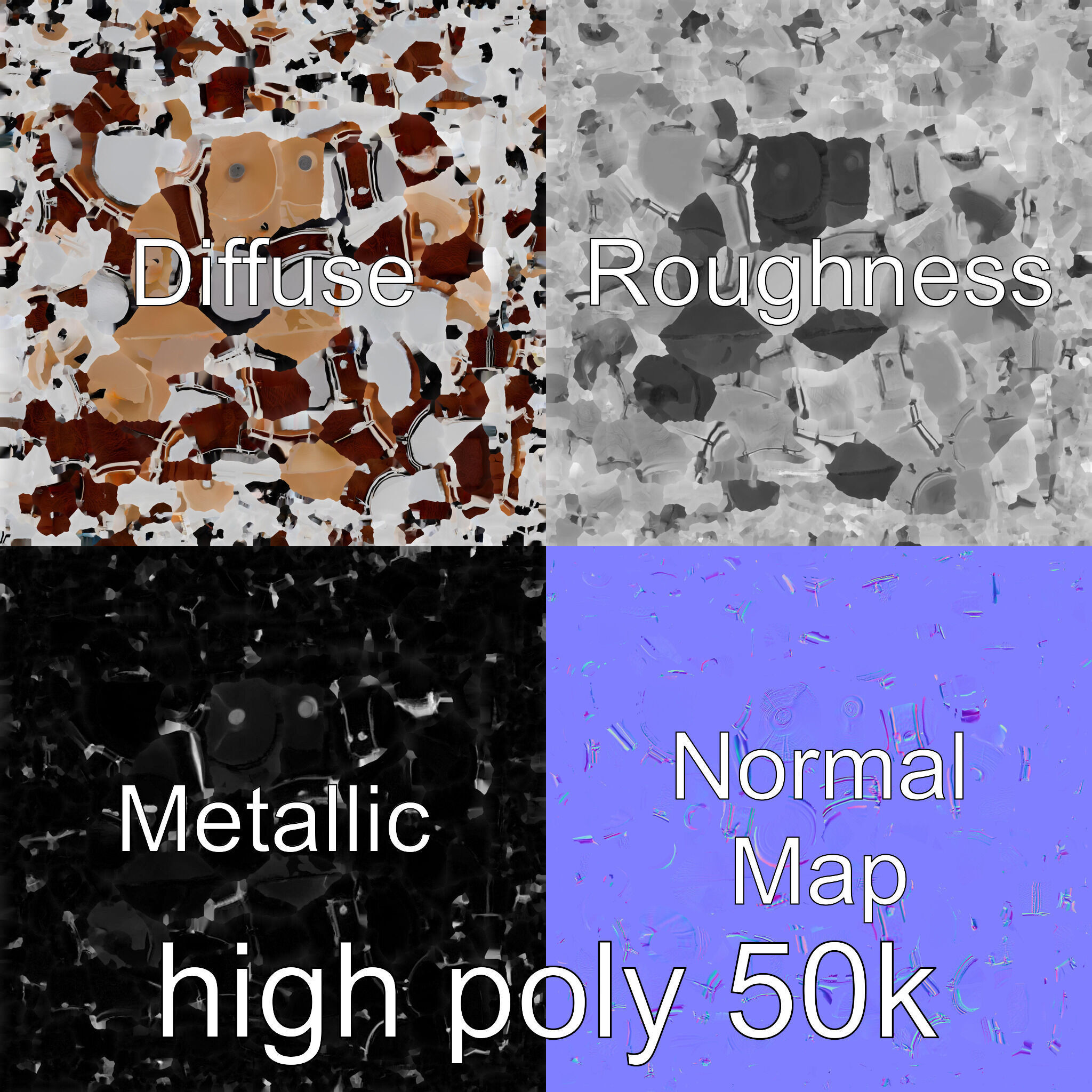 Dynamic Drum Kit Setup model pack Low-poly 3D model_32