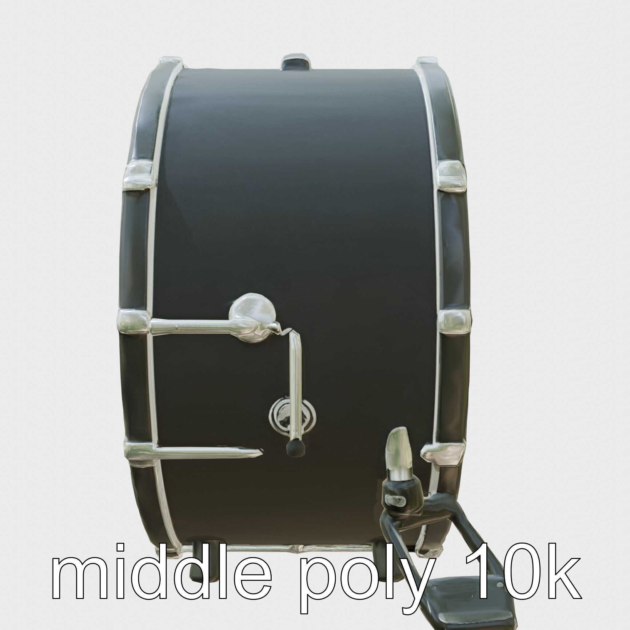 High-Quality Bass Drum with Pedal Attachment model pack Low-poly 3D model_12