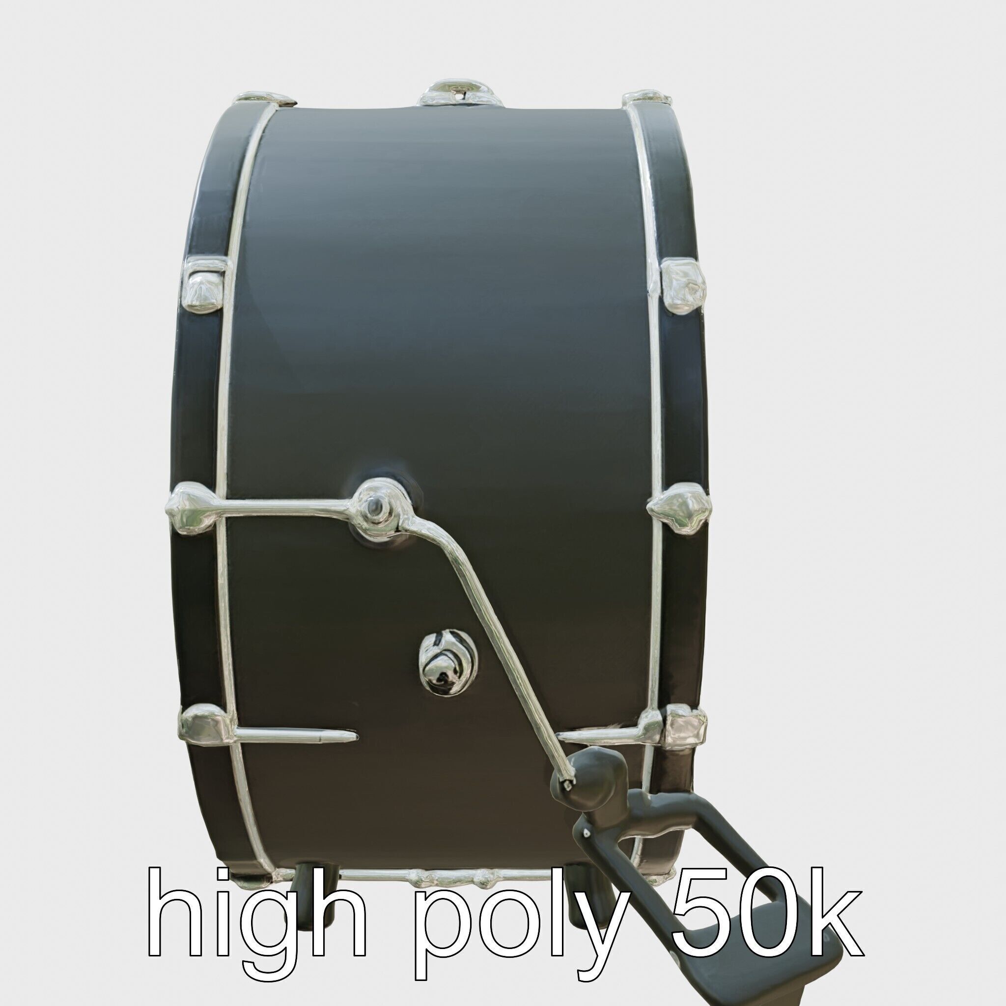 High-Quality Bass Drum with Pedal Attachment model pack Low-poly 3D model_27