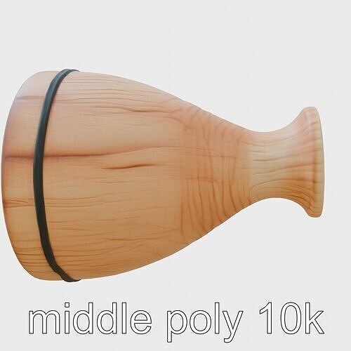 Rustic Wooden Hand Drum model pack Low-poly 3D model