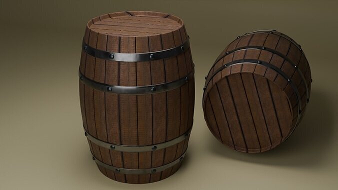 3D Wooden Barrel 3D model