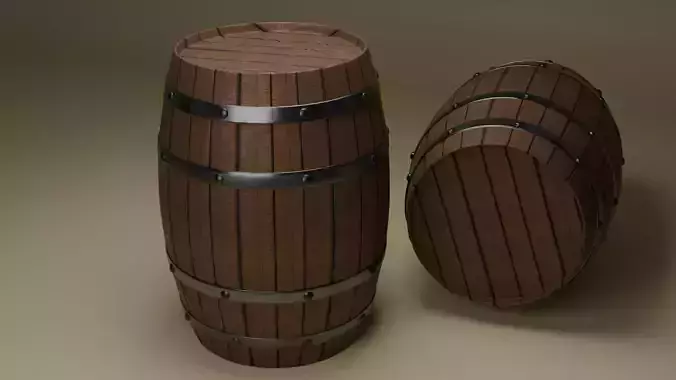 3D Wooden Barrel