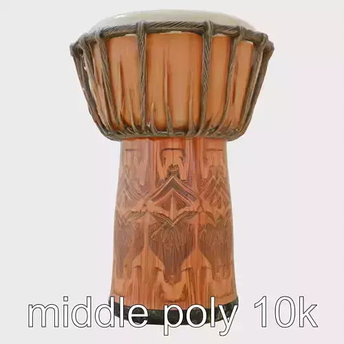 Traditional Djembe Drum Carved Wood model pack