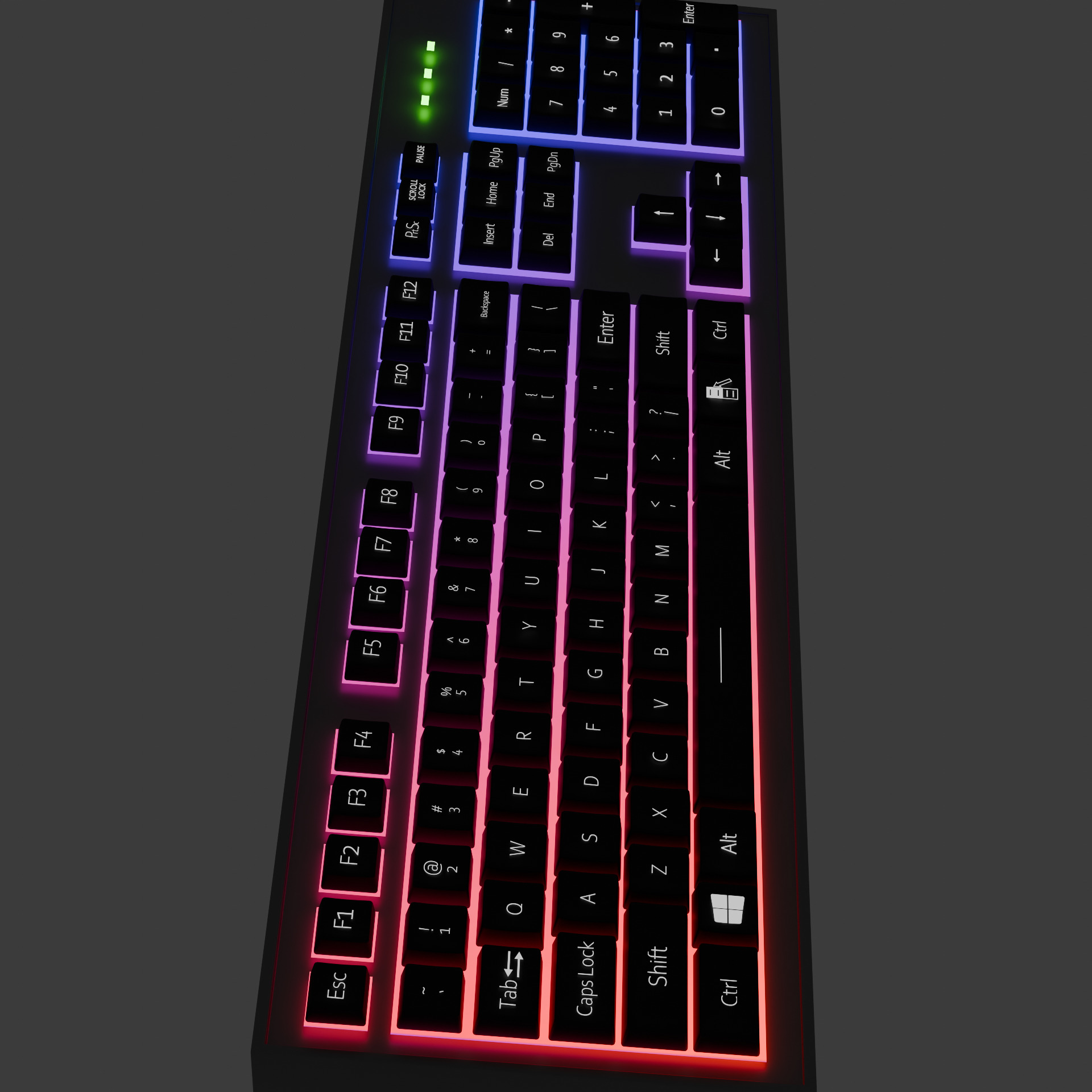 Mechanical LED Gaming Keyboard Low-poly 3D model_5