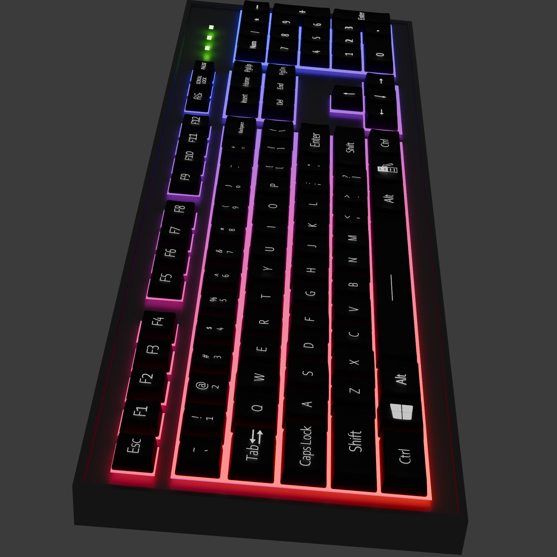 Mechanical LED Gaming Keyboard Low-poly 3D model_4