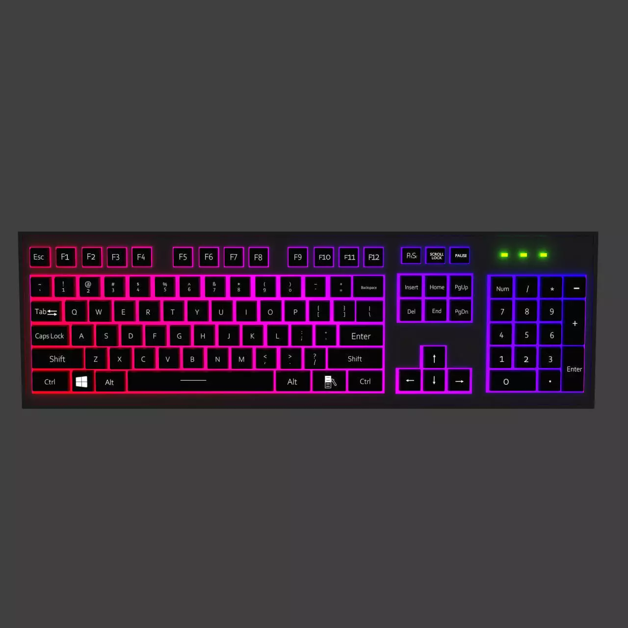 Mechanical LED Gaming Keyboard Low-poly 3D model_0