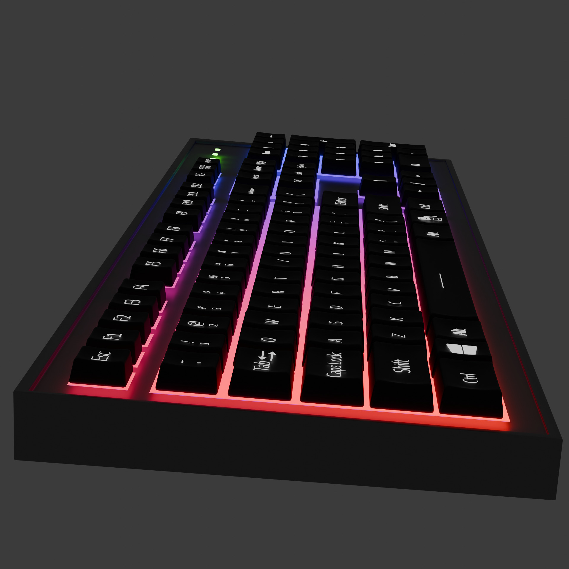 Mechanical LED Gaming Keyboard Low-poly 3D model_3