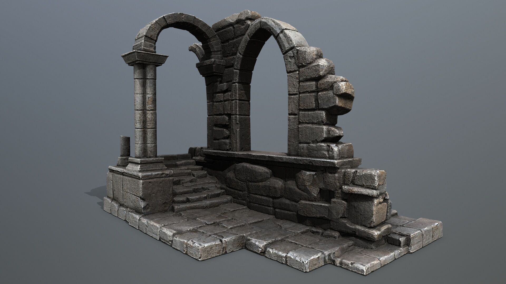 Ruin Gate Low-poly 3D model_1