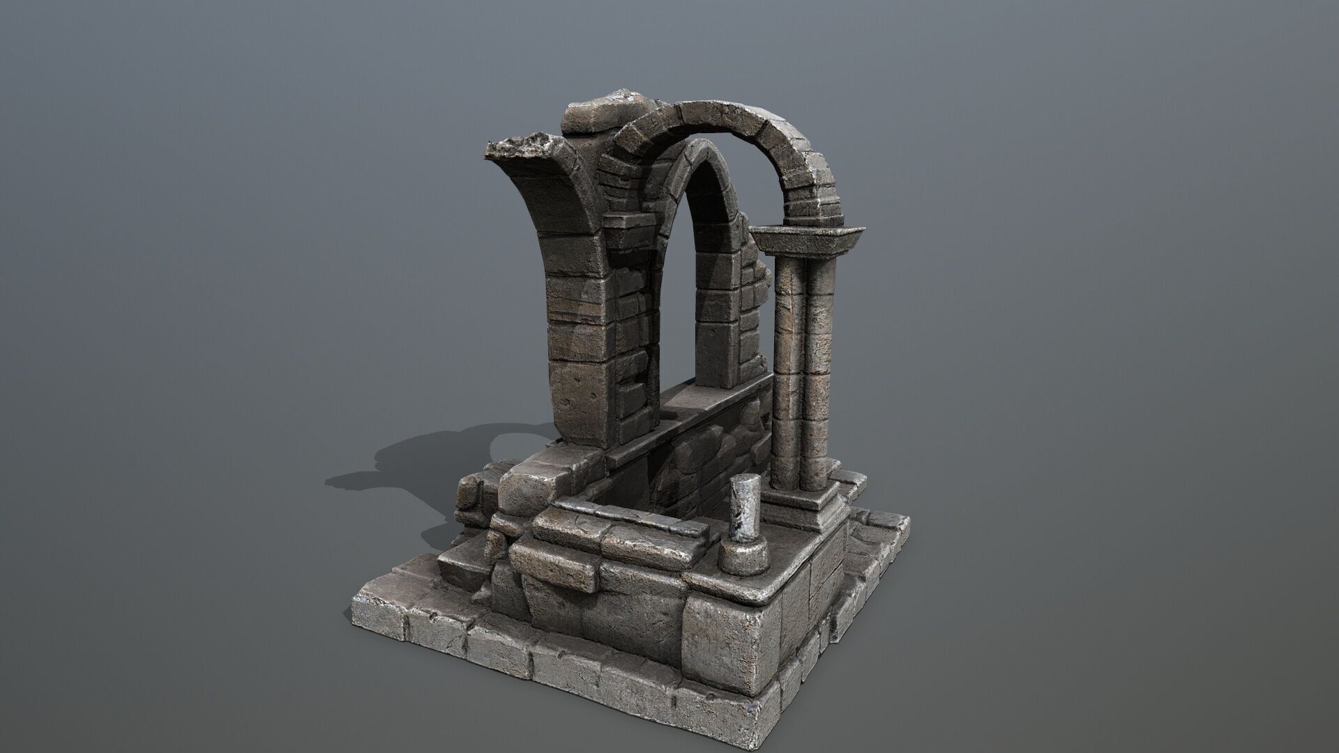 Ruin Gate Low-poly 3D model_5