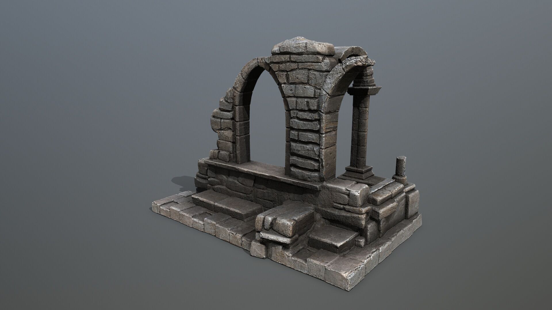 Ruin Gate Low-poly 3D model_7