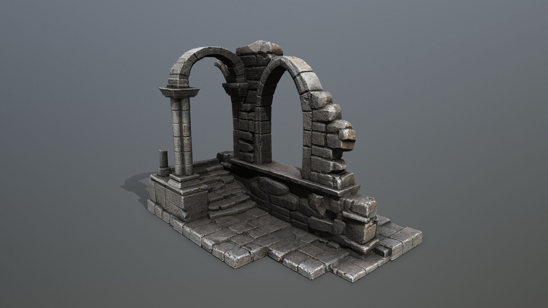 Ruin Gate Low-poly 3D model_2