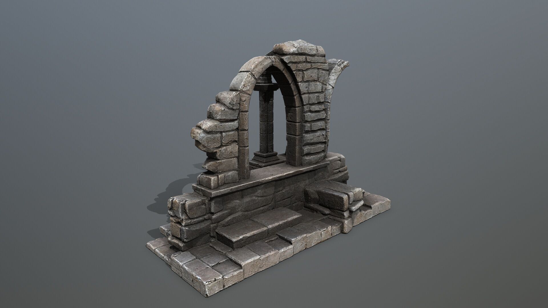 Ruin Gate Low-poly 3D model_9
