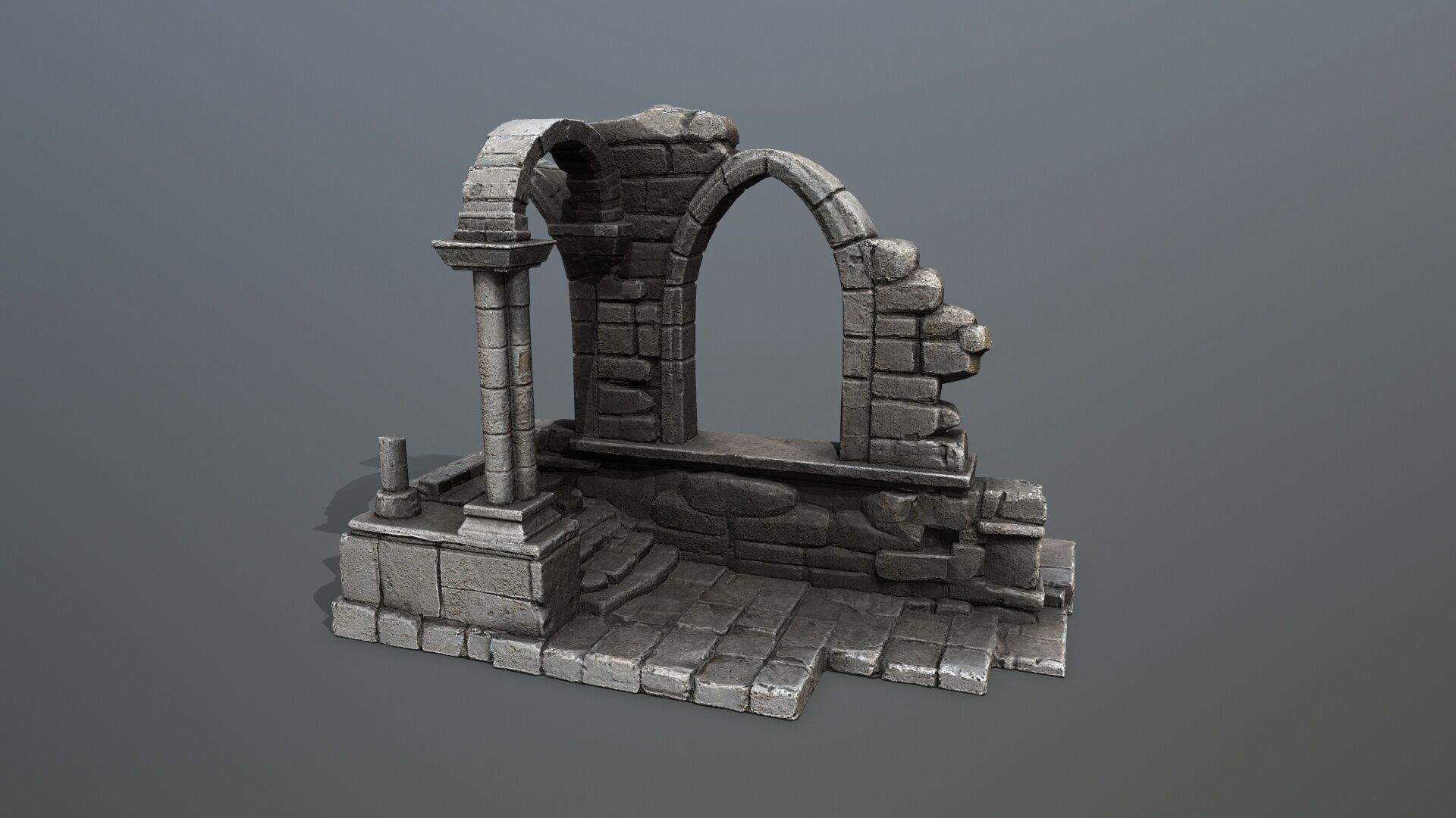Ruin Gate Low-poly 3D model_3