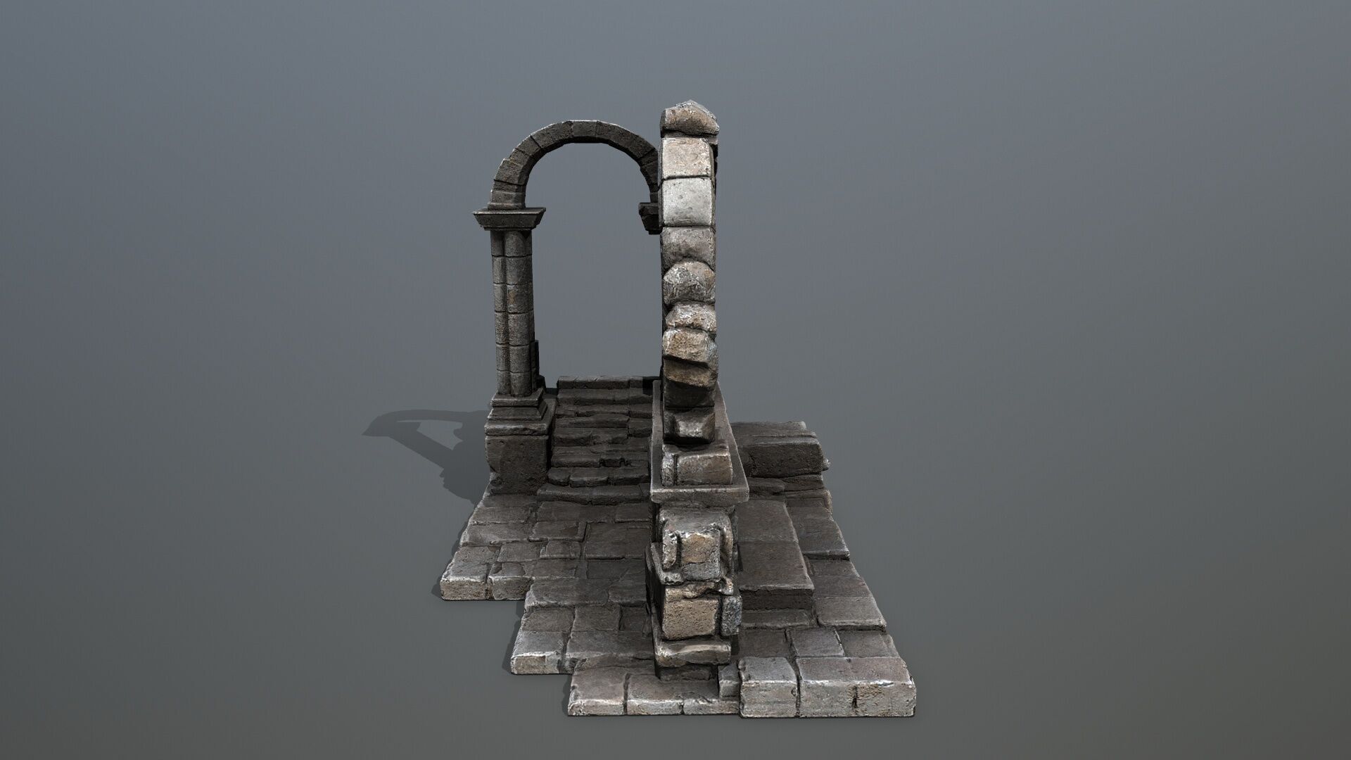 Ruin Gate Low-poly 3D model_10
