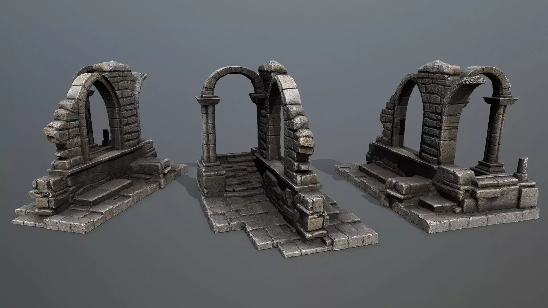 Ruin Gate Low-poly 3D model_0
