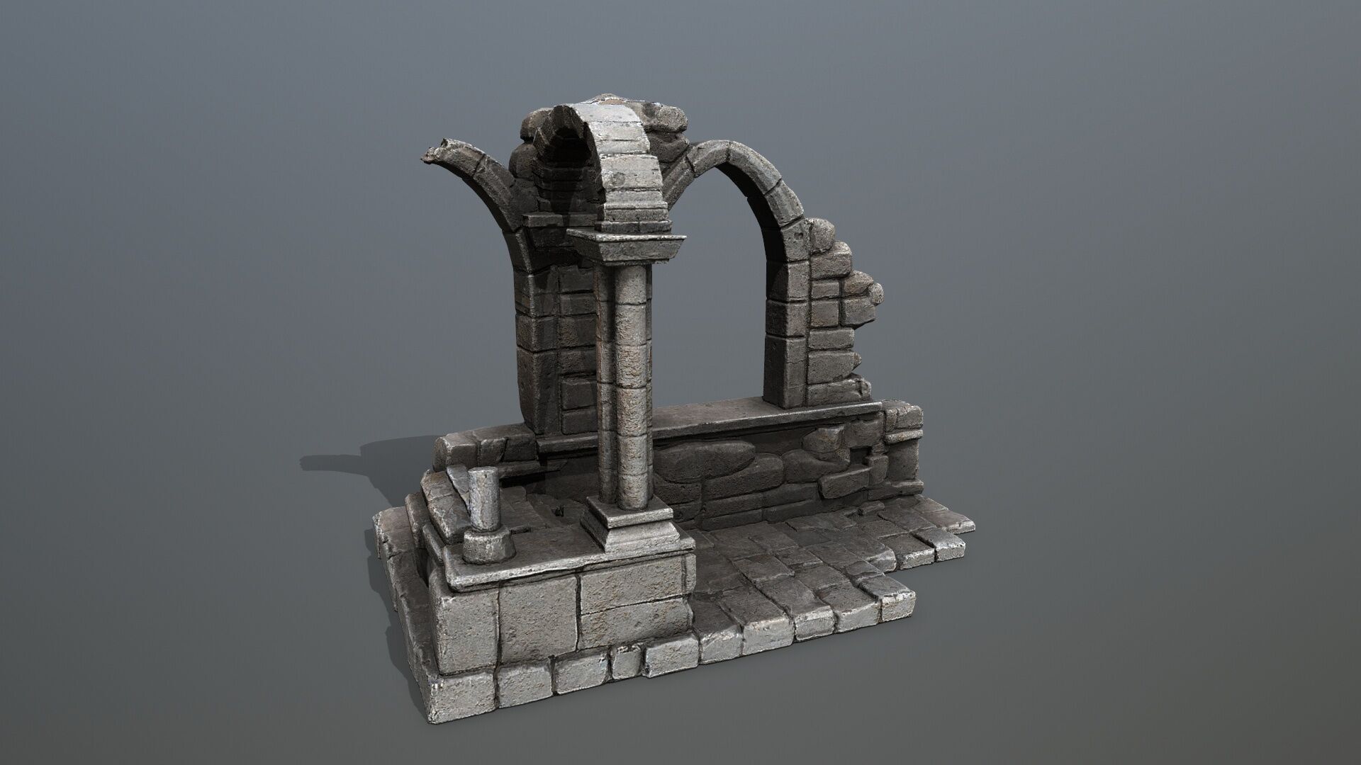 Ruin Gate Low-poly 3D model_4
