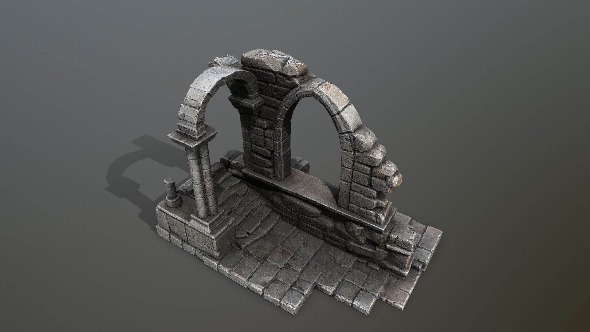 Ruin Gate Low-poly 3D model_12