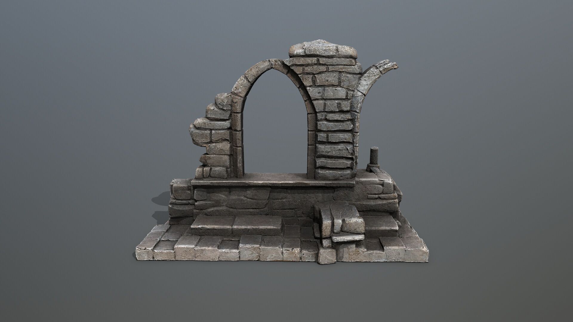 Ruin Gate Low-poly 3D model_8