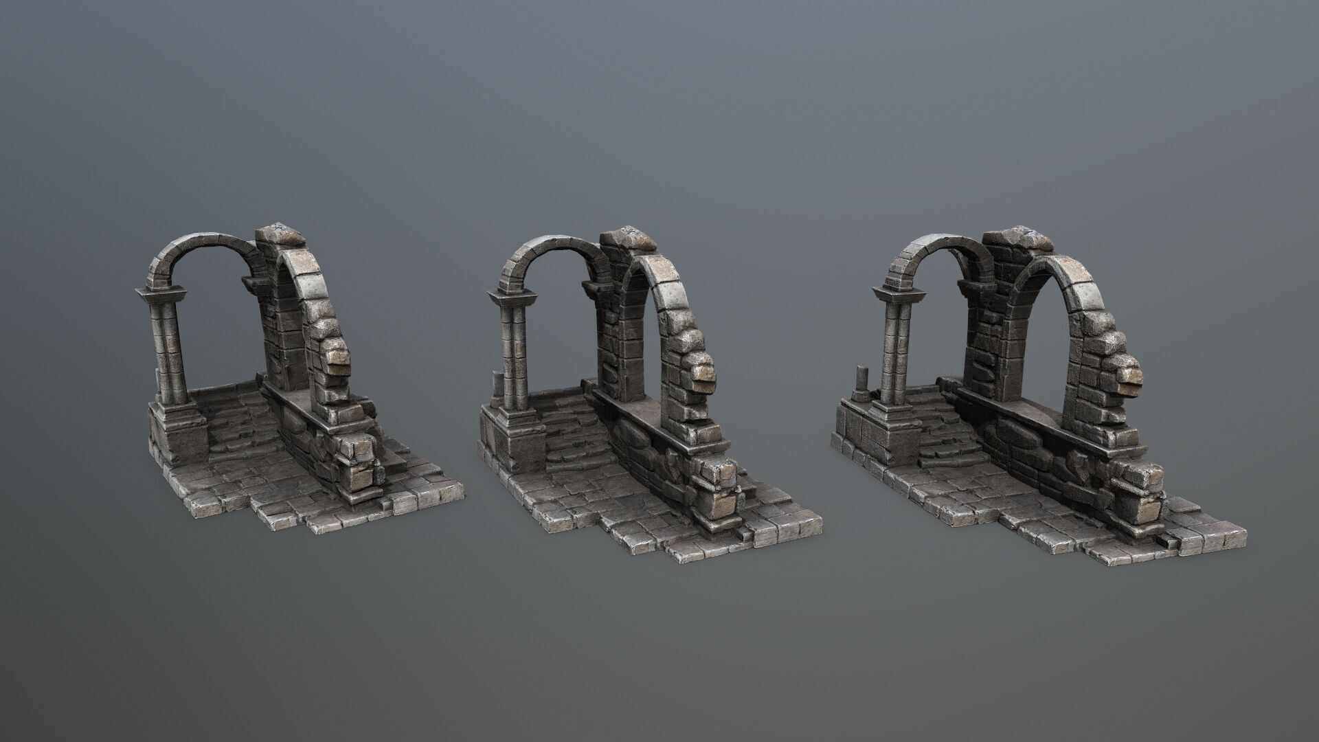 Ruin Gate Low-poly 3D model_13