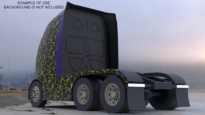 Future semitruck XXI PBR 3D model 7