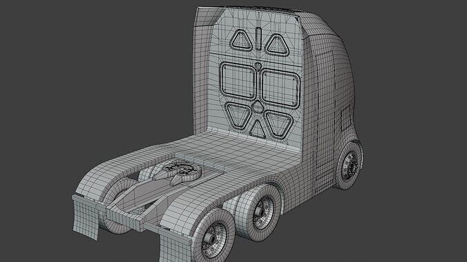 Future semitruck XXI PBR 3D model 5