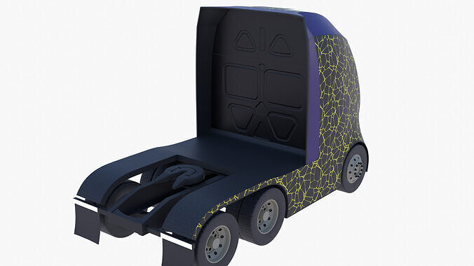 Future semitruck XXI PBR 3D model 4