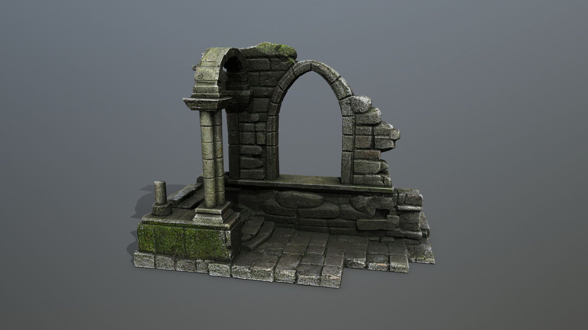 Ruin Gate Low-poly 3D model_3