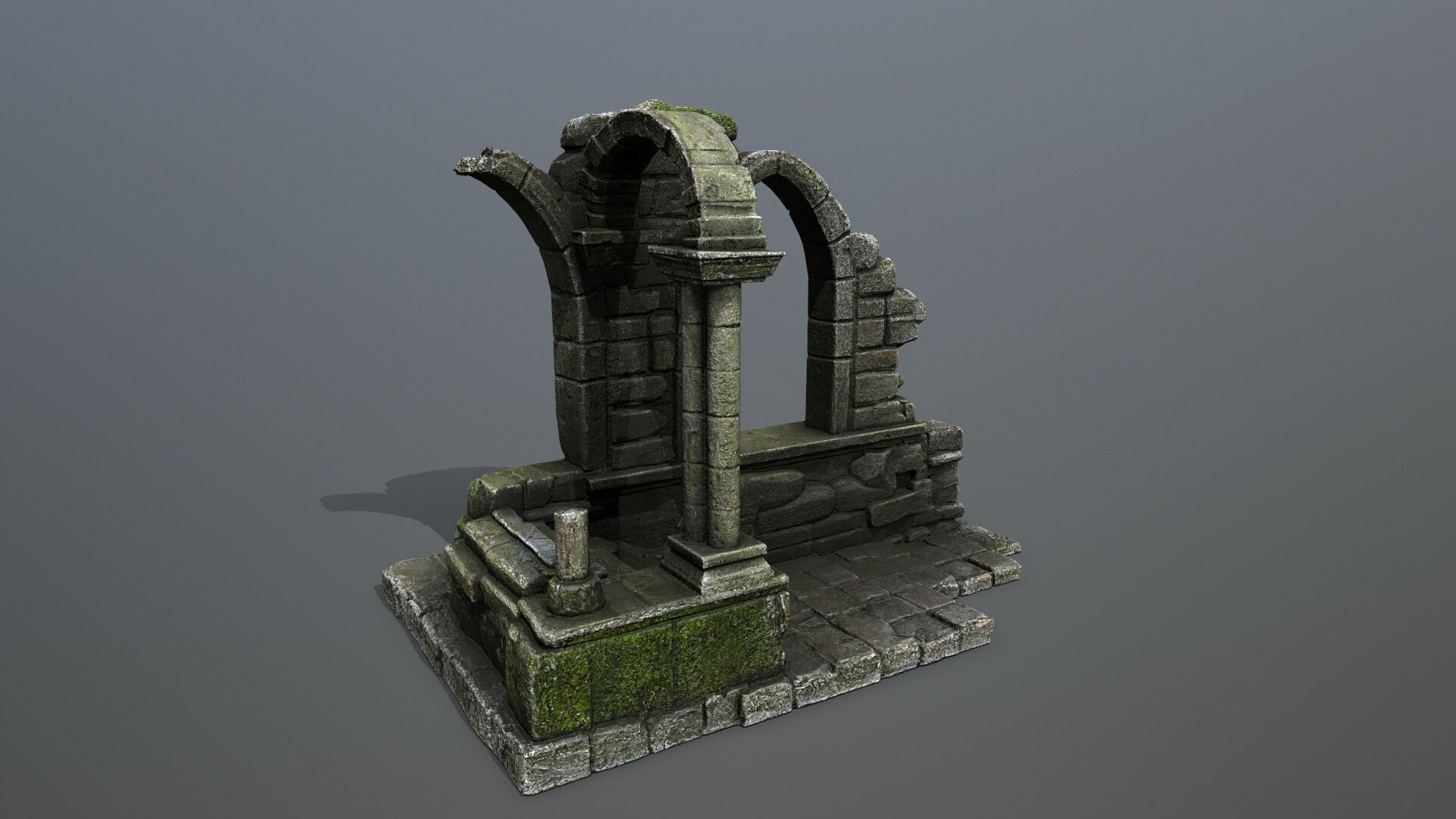 Ruin Gate Low-poly 3D model_4