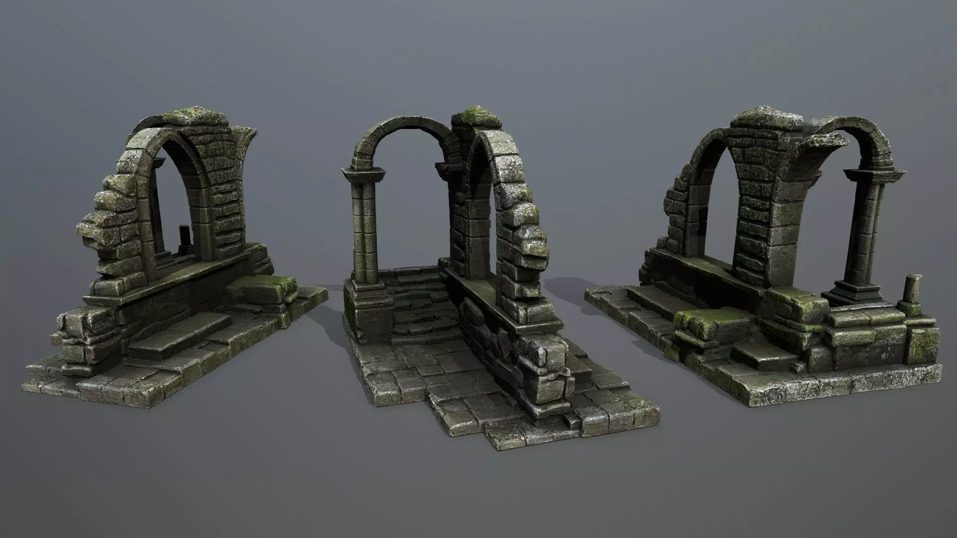 Ruin Gate Low-poly 3D model_0